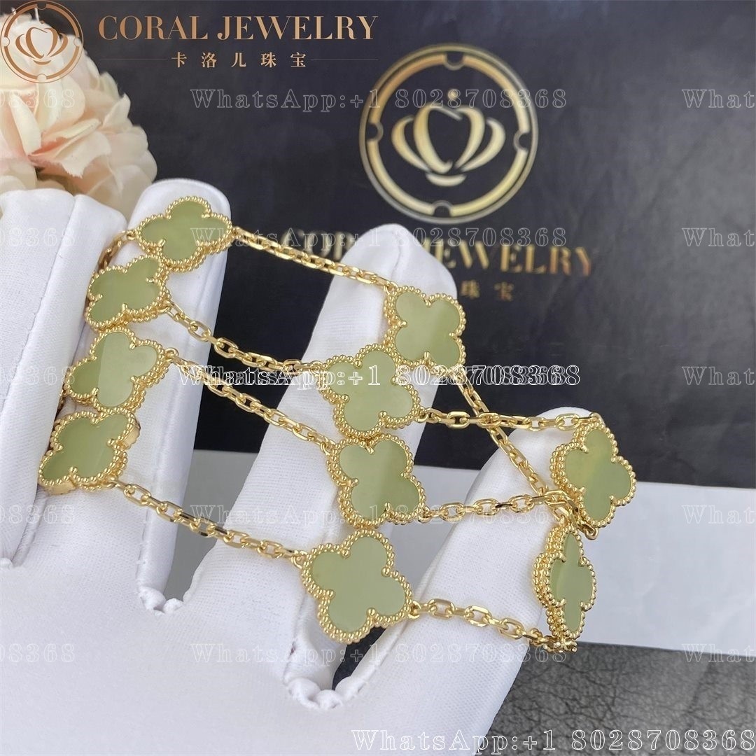 Van Cleef & Arpels Vintage Alhambra Necklace, 10 Motifs Yellow Gold, Jade
