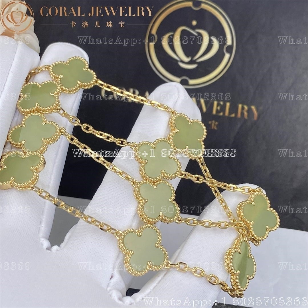 Van Cleef & Arpels Vintage Alhambra Necklace, 10 Motifs Yellow Gold, Jade