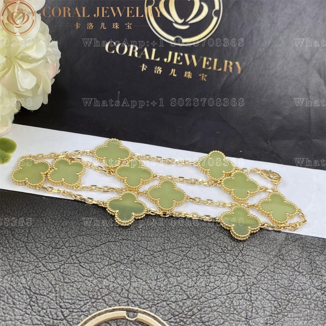 Van Cleef & Arpels Vintage Alhambra Necklace, 10 Motifs Yellow Gold, Jade
