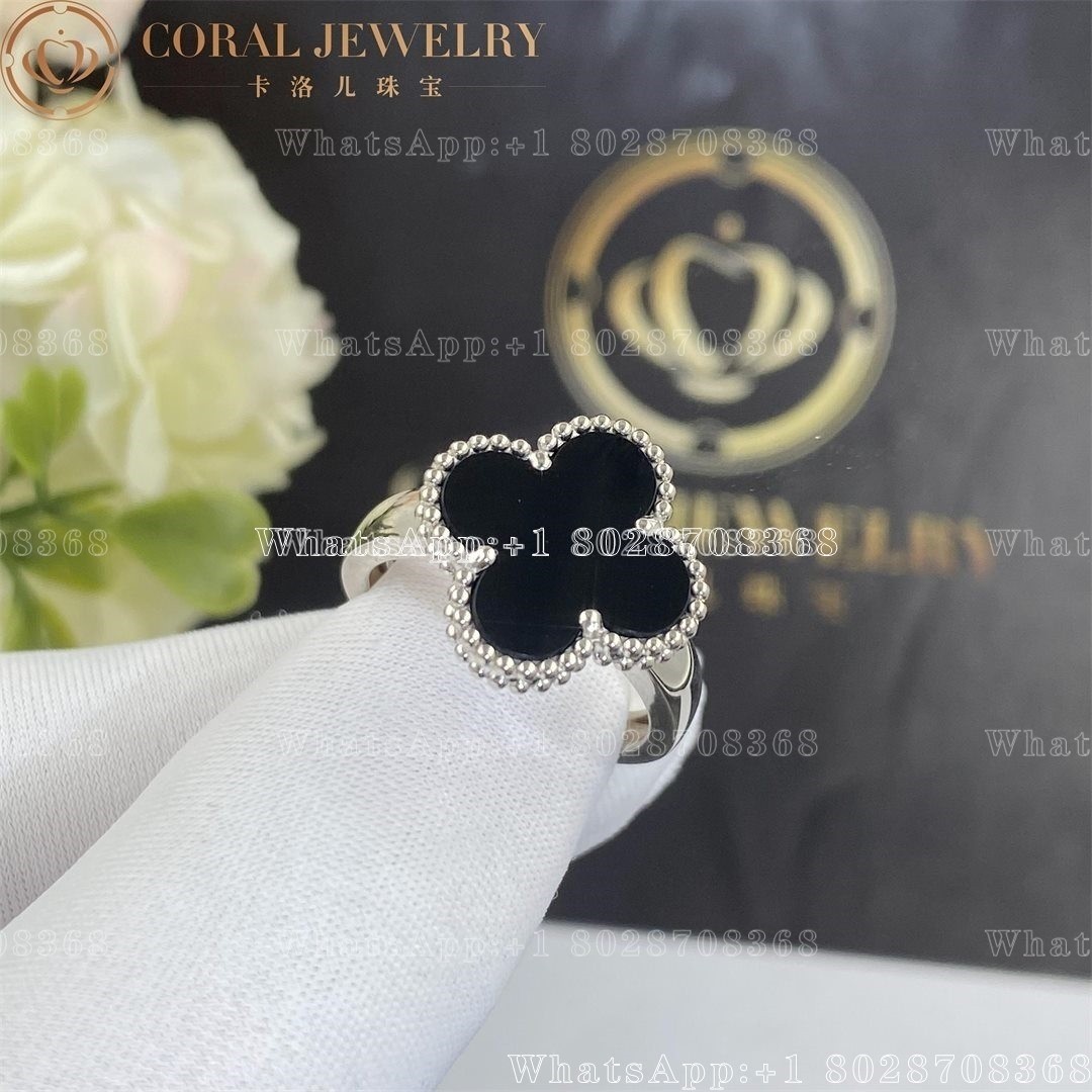 Van Cleef & Arpels Vintage Alhambra ring White gold, Onyx
