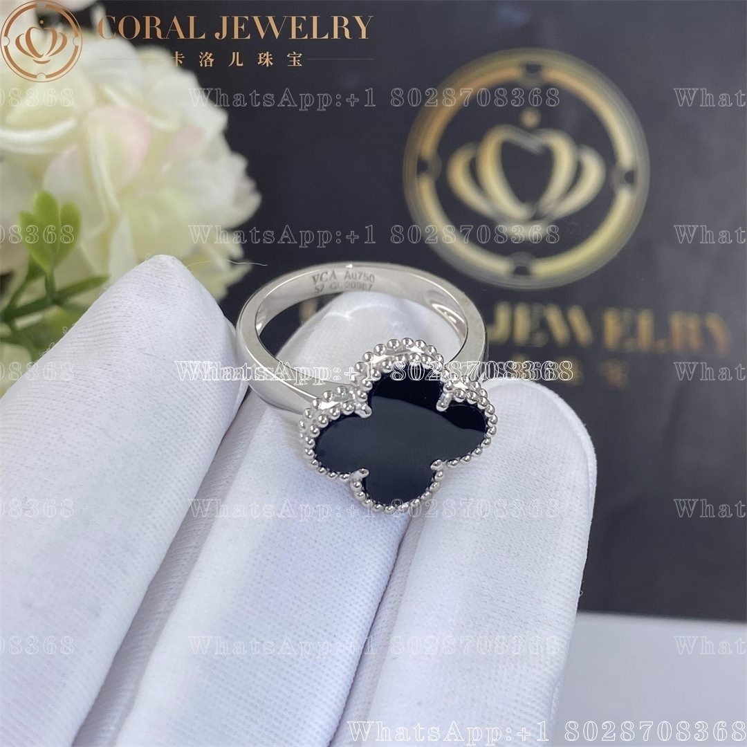 Van Cleef & Arpels Vintage Alhambra ring White gold, Onyx