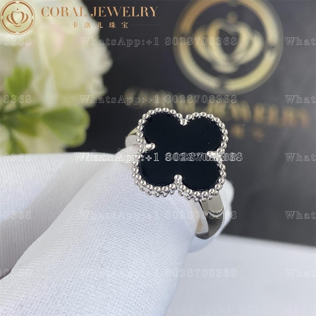 Van Cleef & Arpels Vintage Alhambra ring White gold, Onyx