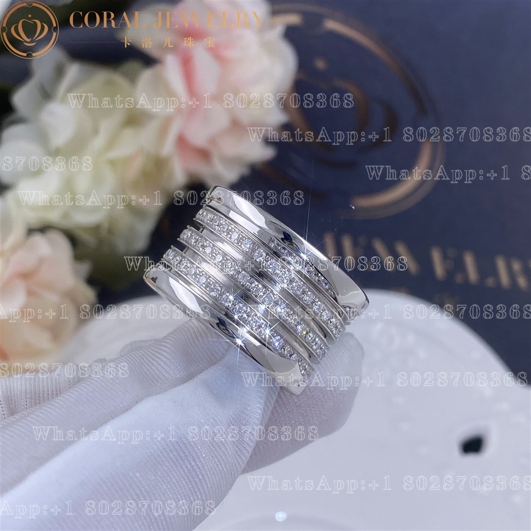 Bulgari B Zero1 20th Anniversary 18k White Gold Diamond 5 Band Ring An858666 Coral (2)