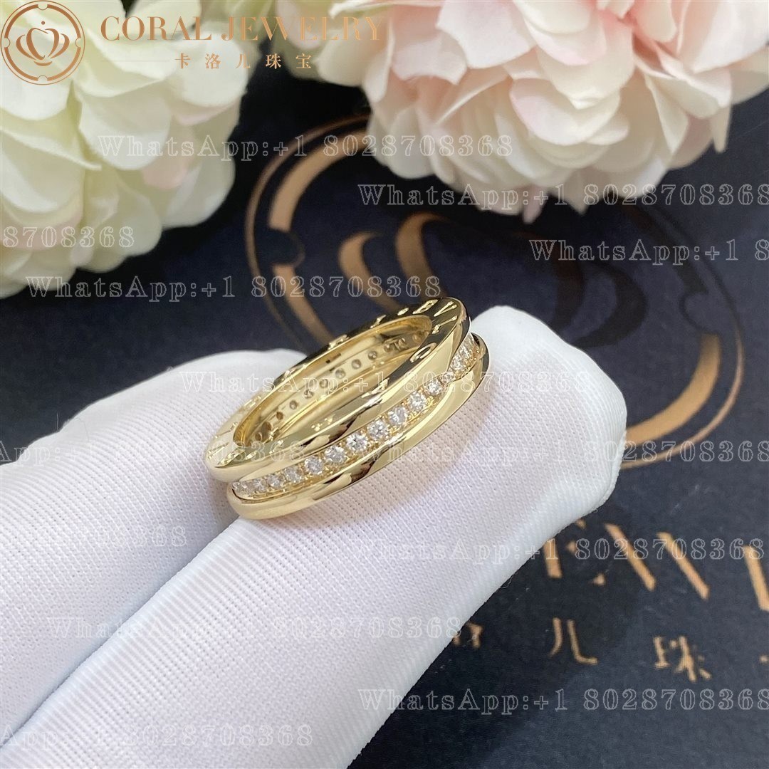 Bulgari B.zero1 one-band ring in 18 kt yellow gold, set with pavé diamonds on the spiral Ref.: 342880