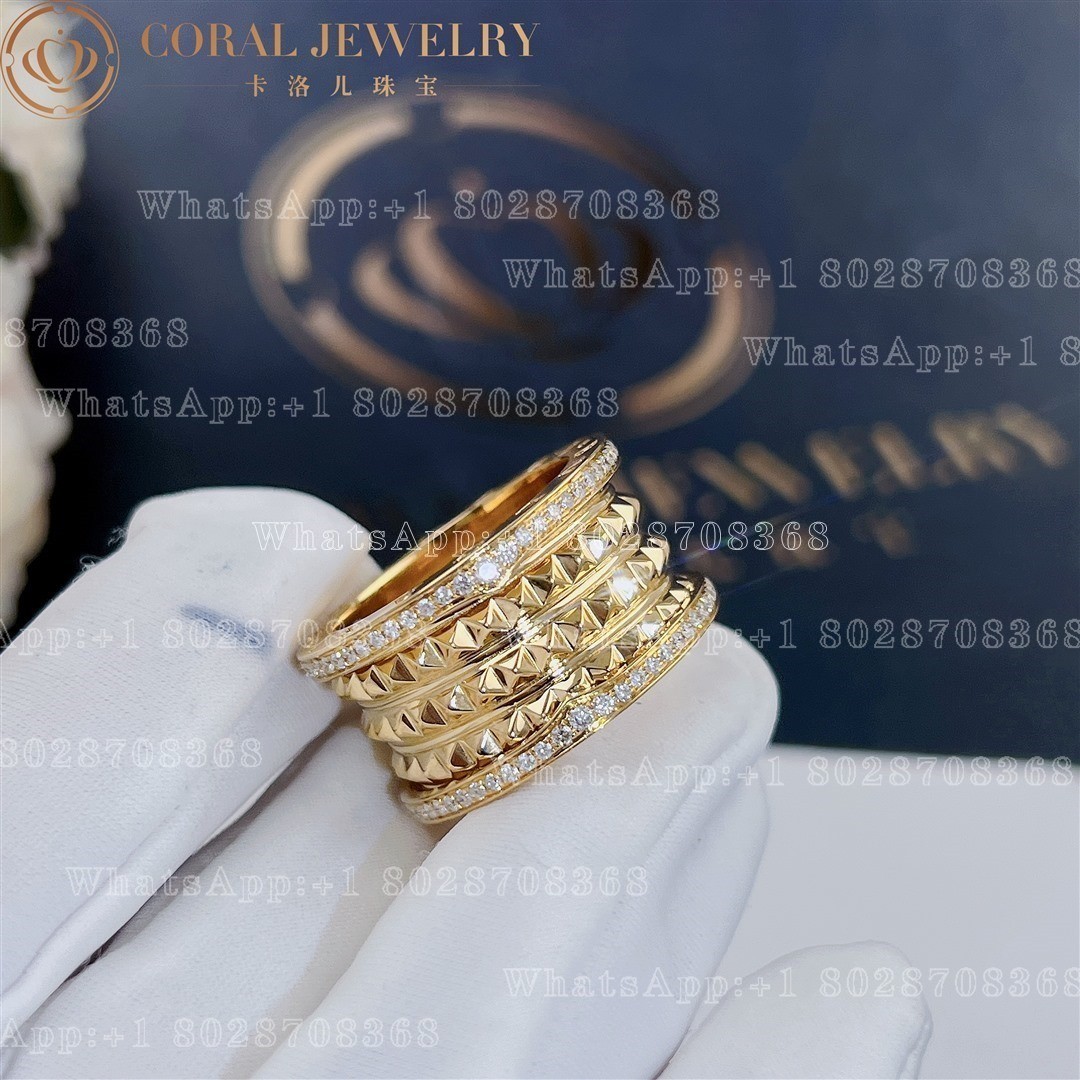 Bulgari B.zero1 Rock four-band ring in 18 kt yellow gold with studded spiral and pavé diamonds on the edges Ref.: 357894