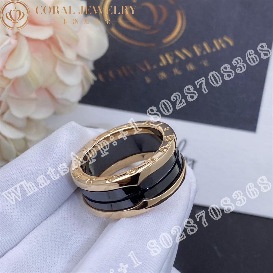 Bulgari B Zero1 Two Band Ring With Two 18 Kt Rose Gold Loops And A Black Ceramic Spiral Ref 347042 Coral (1)