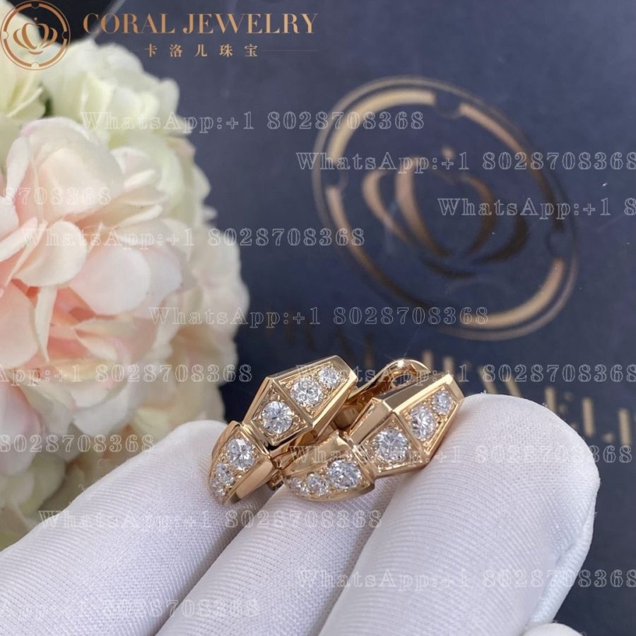 Bulgari Serpenti earrings in 18 kt Rose gold, set with full pavé diamonds 354035 OR858109