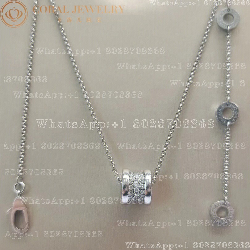 Bulgari B Zero1 18 Kt White Gold Necklace With Round Pendant With Pave Diamonds Ref 351117 Coral (2)