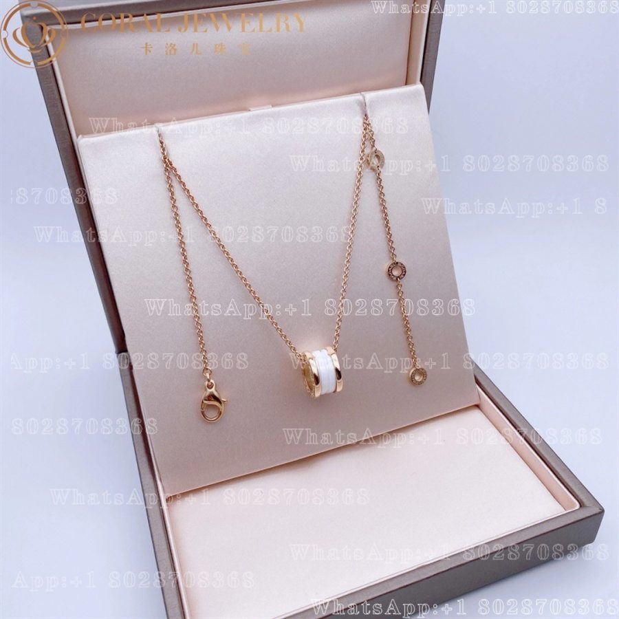 Bulgari B.zero1 necklace with 18 kt rose gold chain and with 18 kt rose gold and white ceramic pendant Ref.: 346082