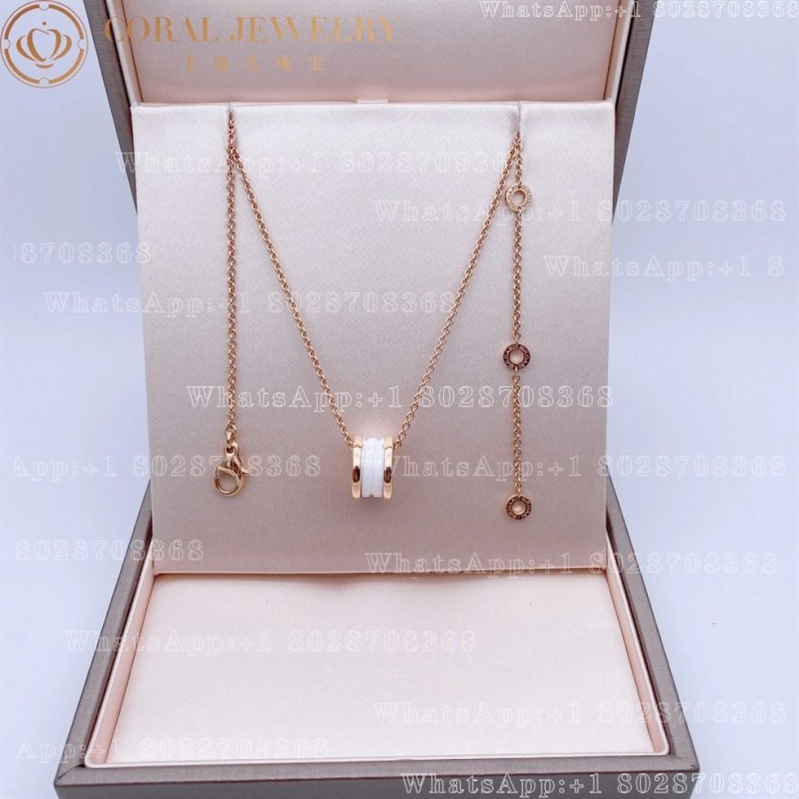 Bulgari B.zero1 necklace with 18 kt rose gold chain and with 18 kt rose gold and white ceramic pendant Ref.: 346082