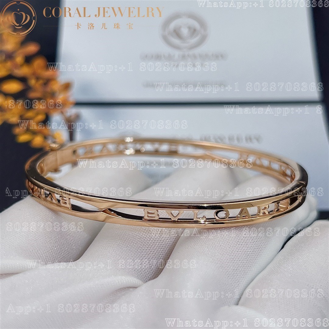 Bulgari B.zero1 18 kt rose gold bangle bracelet with BVLGARI logo on the spiral Ref.: 356239