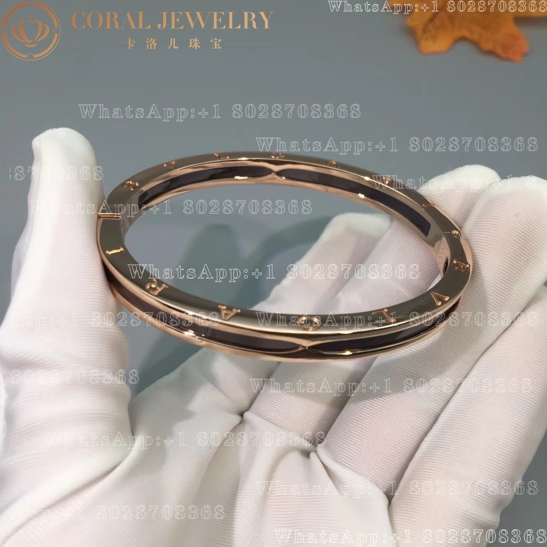 Bulgari B.zero1 bangle bracelet in 18 kt rose gold with black ceramic Ref.: 351415