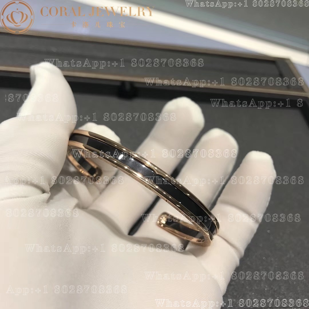 Bulgari B.zero1 Cuff bracelet in 18 kt rose gold with black ceramic Ref.: BR855712