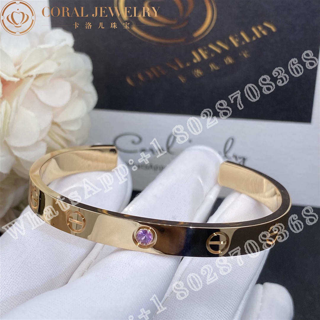 Cartier Love Bracelet 1 Pink Sapphire Rose Gold Ref B6030017 Coral (1)