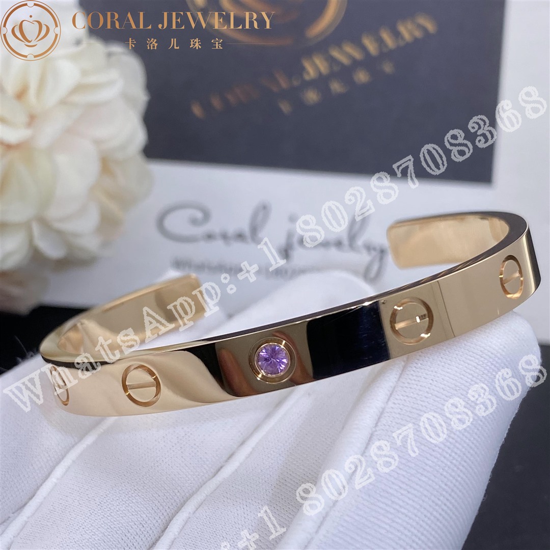 Cartier Love Bracelet 1 Pink Sapphire Rose Gold Ref B6030017 Coral (4)