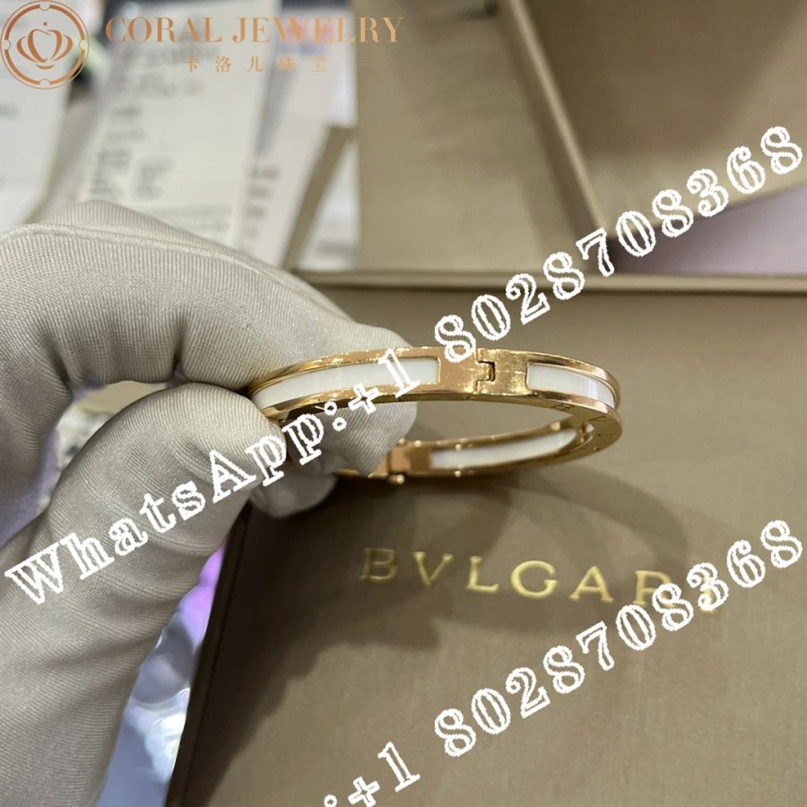 Bulgari B.zero1 bangle bracelet in 18 kt rose gold with white ceramic Ref.: 351408