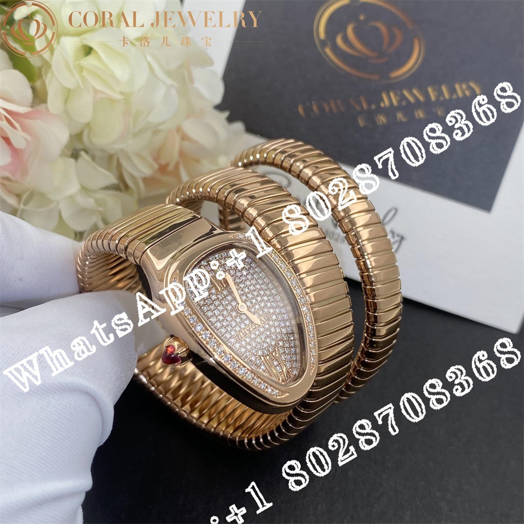 Bvlgari Serpenti Tubogas 18k Pink Gold Diamond Pave Dial Quartz Ladies Watch SPP35D2GDG.2T 8W0QCP