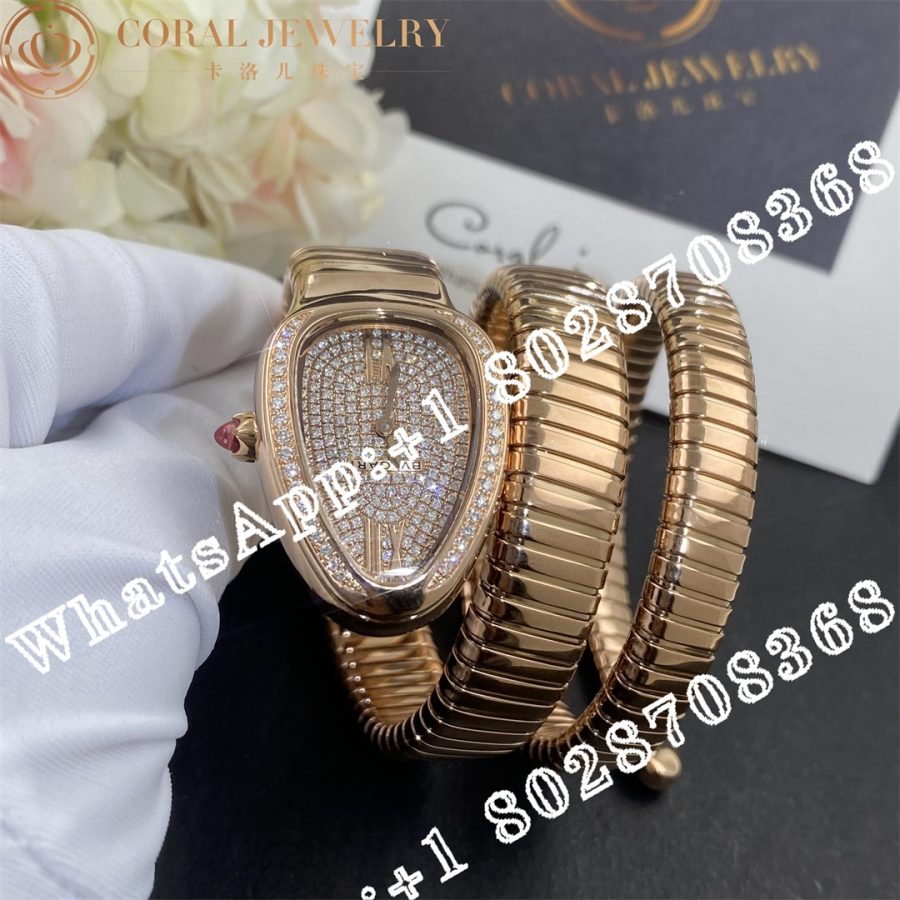 Bvlgari Serpenti Tubogas 18k Pink Gold Diamond Pave Dial Quartz Ladies Watch SPP35D2GDG.2T 8W0QCP