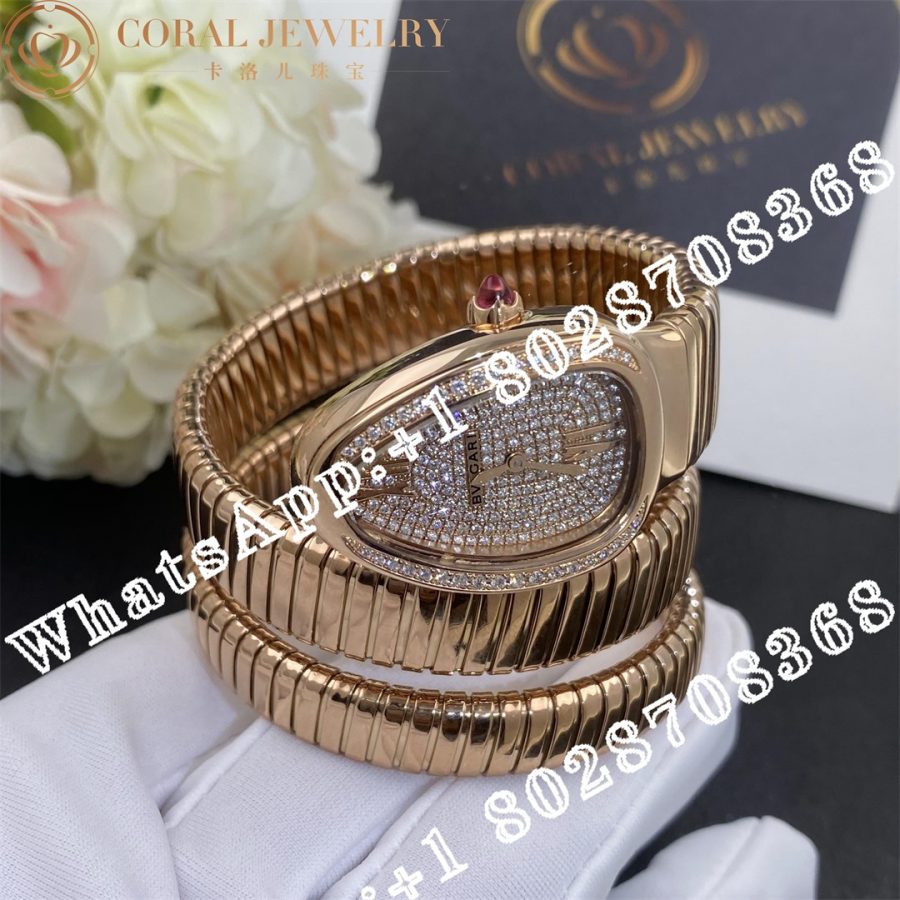 Bvlgari Serpenti Tubogas 18k Pink Gold Diamond Pave Dial Quartz Ladies Watch SPP35D2GDG.2T 8W0QCP