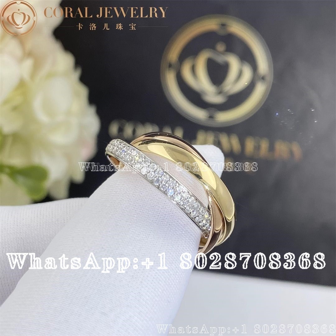 Cartier Trinity Ring, Small Model White Gold, Yellow Gold, Rose Gold, Diamonds Ref. B4086000