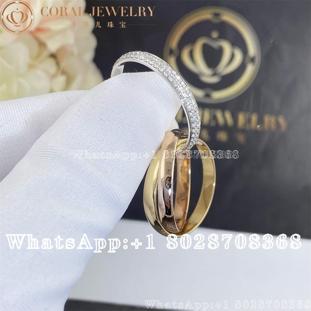 Cartier Trinity Ring, Small Model White Gold, Yellow Gold, Rose Gold, Diamonds Ref. B4086000