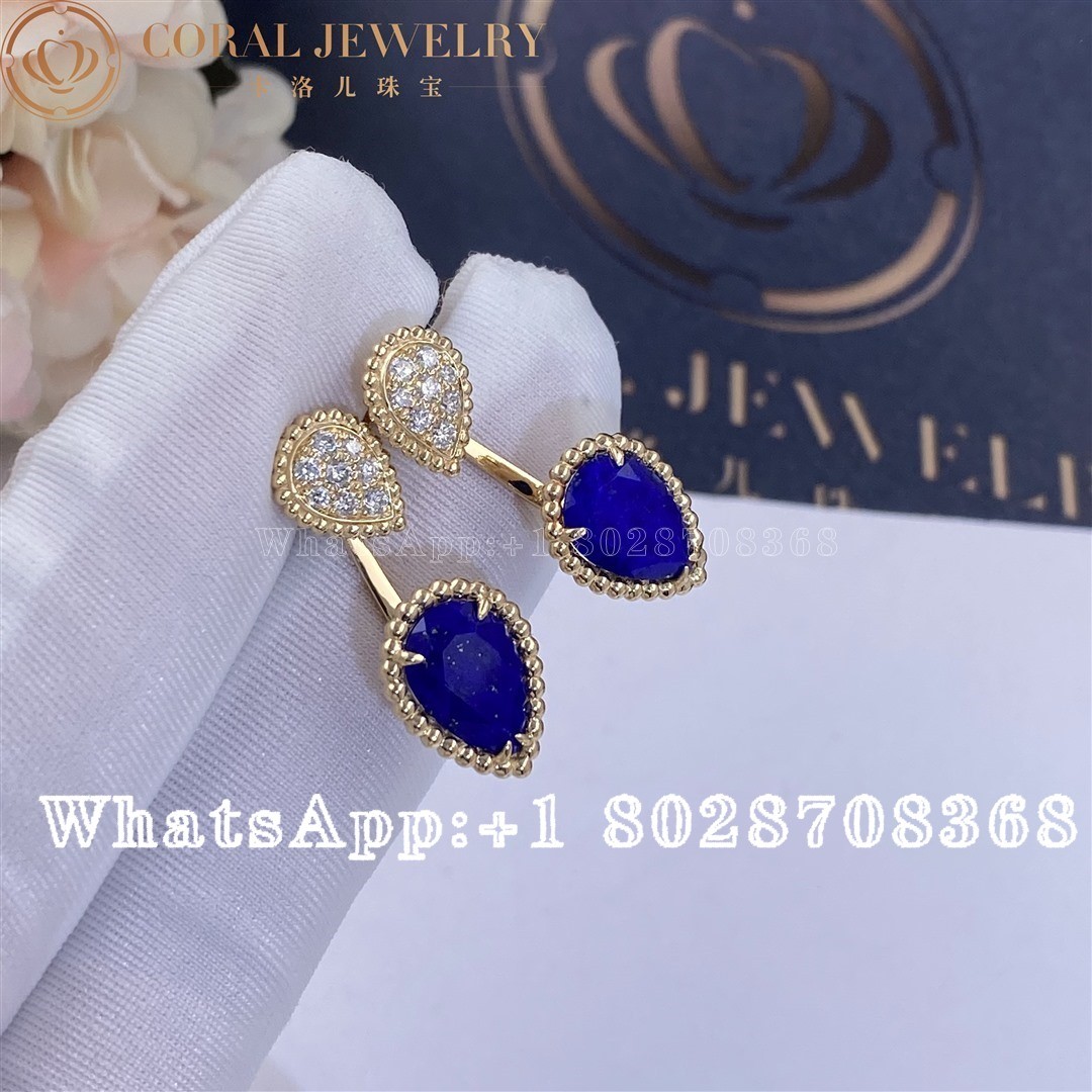 Boucheron Serpent Bohème Earring Yellow Gold Diamond Lapis Lazuli JCO01427