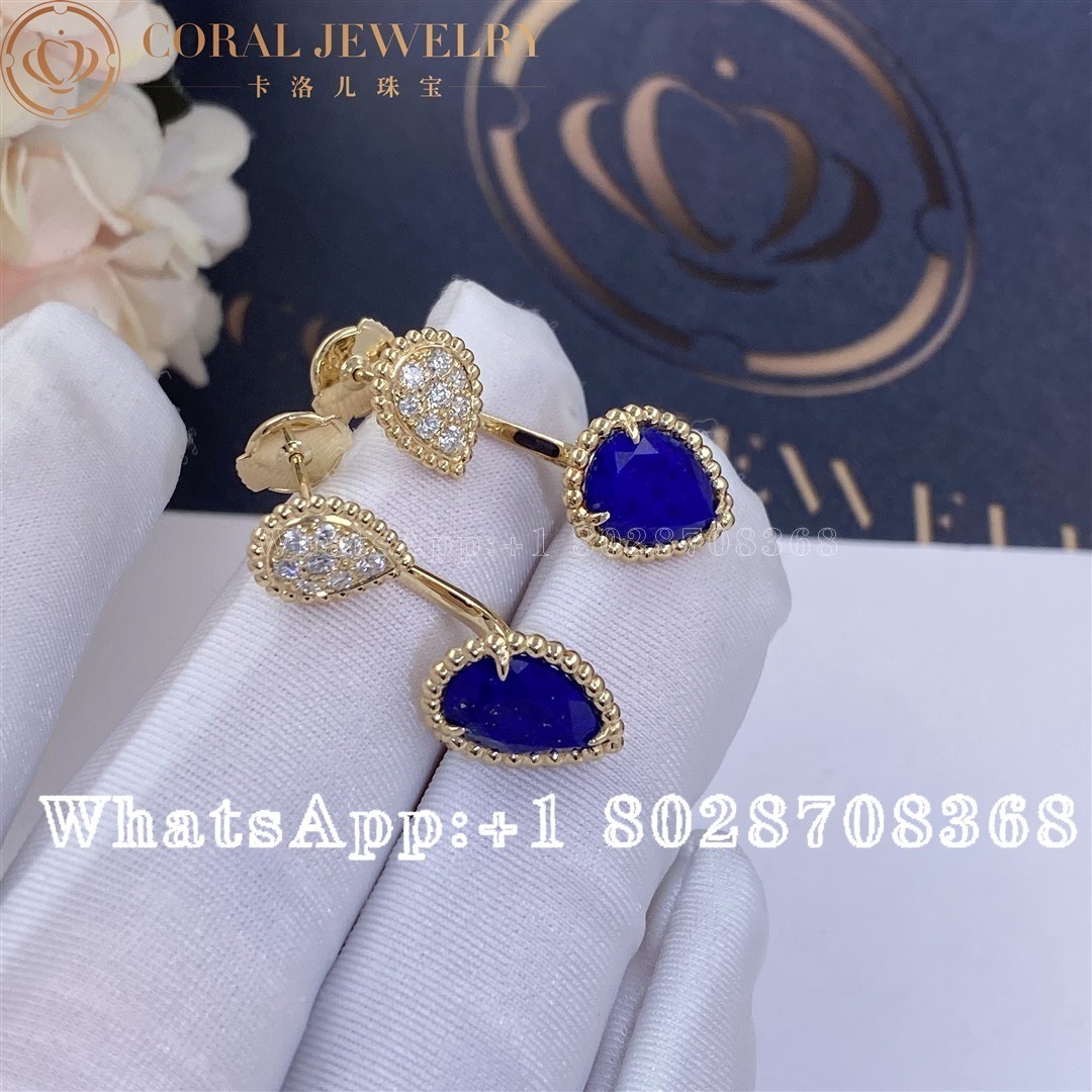 Boucheron Serpent Bohème Earring Yellow Gold Diamond Lapis Lazuli JCO01427