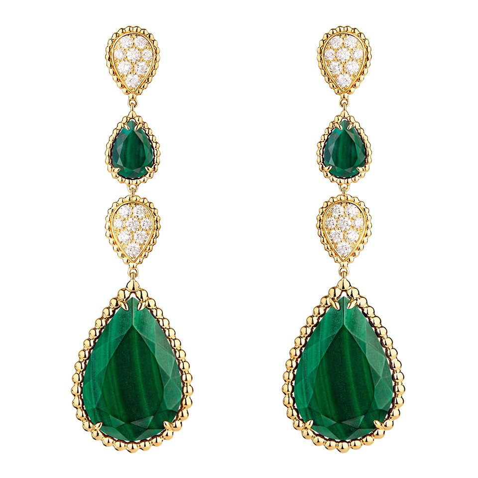 Boucheron Serpent Boheme Earrings Diamond Malachite Jco01280