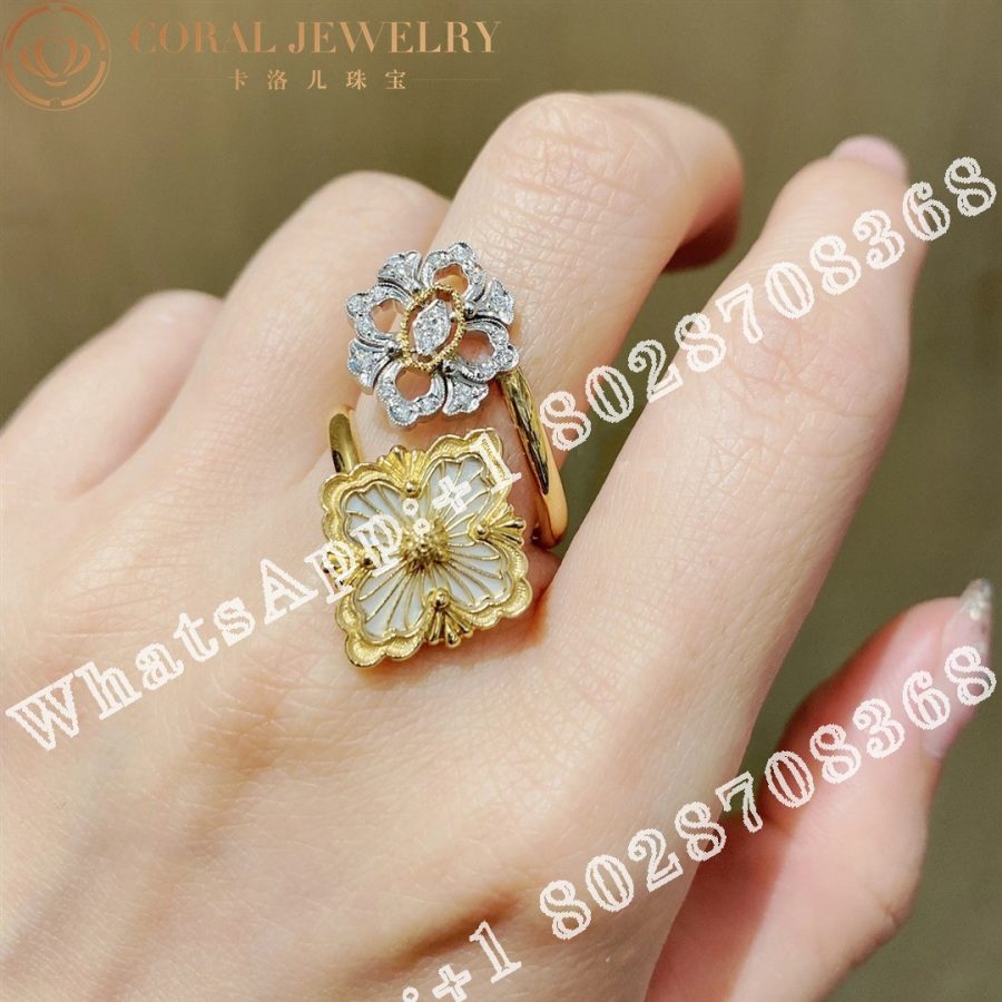 Buccellati Opera Tulle Ring in Yellow and White Gold Set with Mother of Pearl JAURIN018031 - Image 5