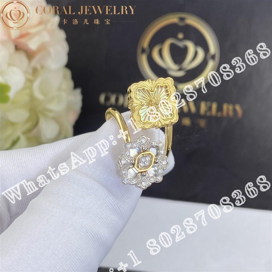 Buccellati Opera Tulle Ring in Yellow and White Gold Set with Mother of Pearl