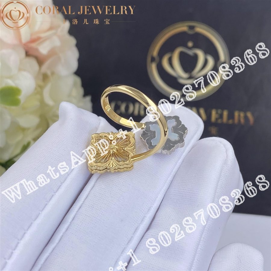 Buccellati Opera Tulle Ring in Yellow and White Gold Set with Mother of Pearl