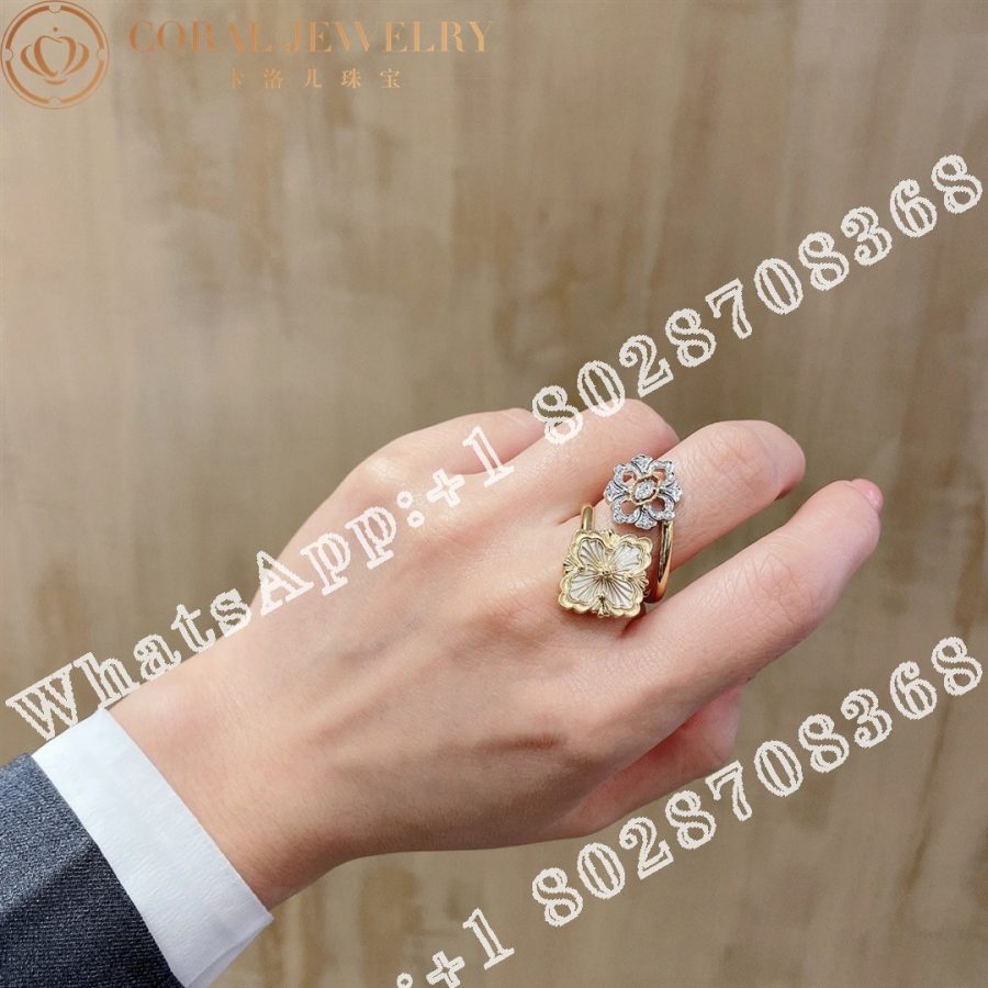 Buccellati Opera Tulle Ring in Yellow and White Gold Set with Mother of Pearl JAURIN018031 - Image 8