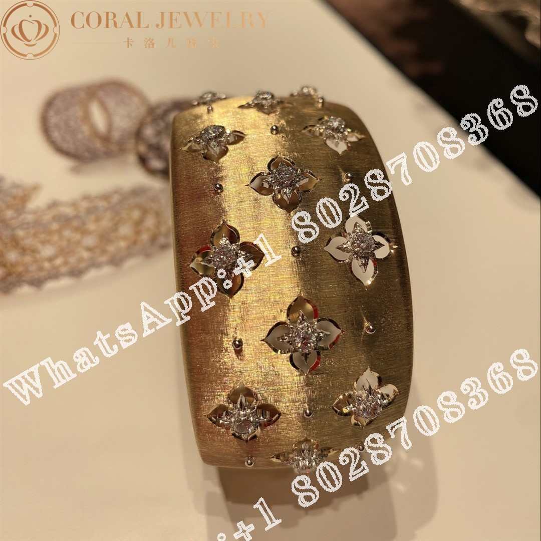 Buccellati Macri Giglio Bracelet in Yellow and White Gold Set with Diamonds JAUBRA013309