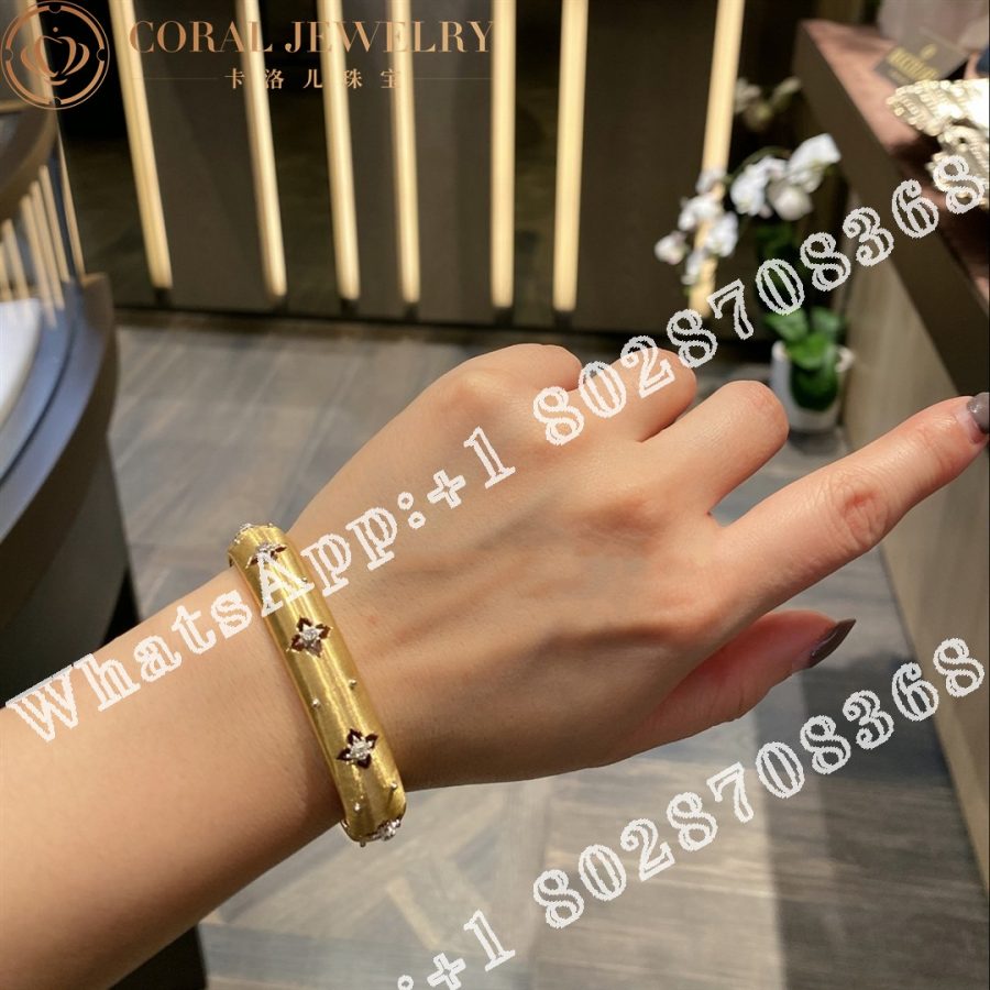 Buccellati Macri Giglio Bracelet in Yellow and White Gold Set with Diamonds JAUBRA016241