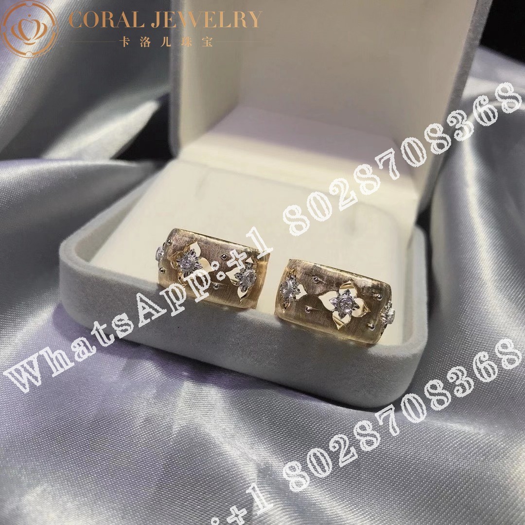 Buccellati Macri Giglio Earrings in Yellow and White Gold Set with Diamonds JAUEAR013799