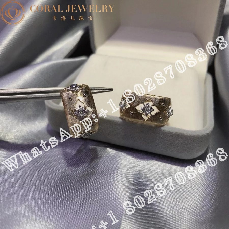 Buccellati Macri Giglio Earrings in Yellow and White Gold Set with Diamonds JAUEAR013799