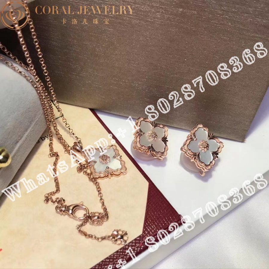 Buccellati Opera Color earrings in rose gold set with White mother of pearl