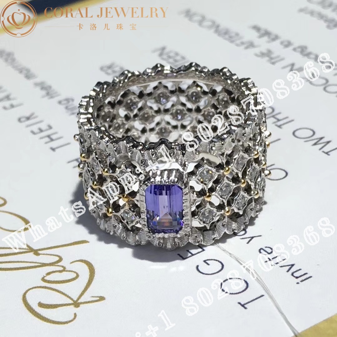 Buccellati Rombi Eternelle in White Gold Set with 0.3ct baguette sapphire