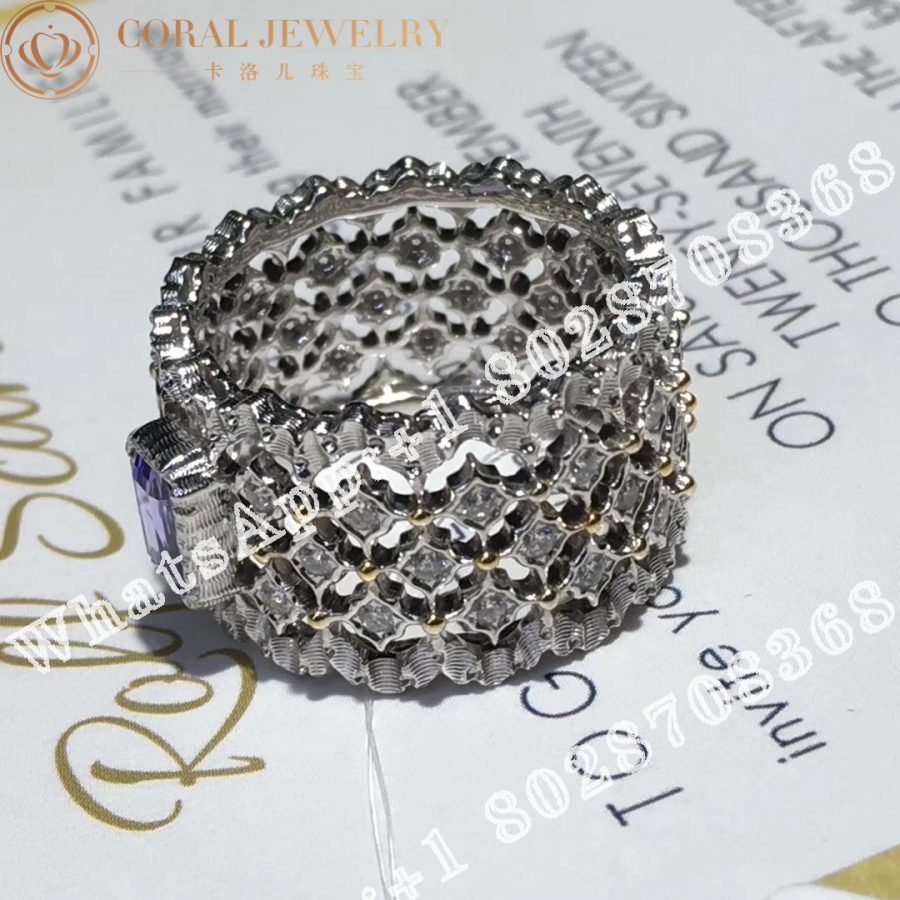 Buccellati Rombi Eternelle in White Gold Set with 0.3ct baguette sapphire