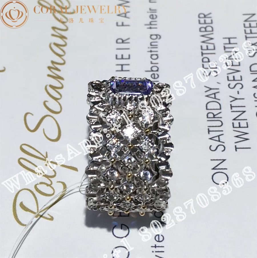 Buccellati Rombi Eternelle in White Gold Set with 0.3ct baguette sapphire