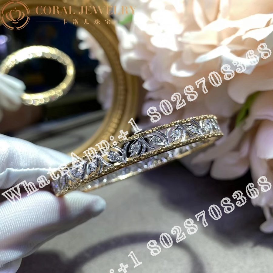 Buccellati Ramage Bracelet in White and Yellow Gold Set with Diamonds JAUBRA012593