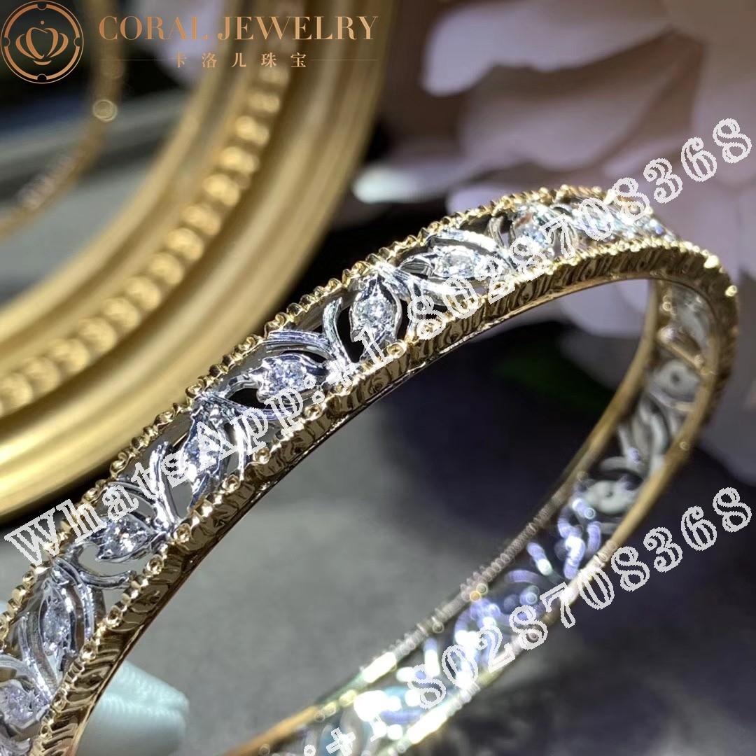 Buccellati Ramage Bracelet in White and Yellow Gold Set with Diamonds JAUBRA012593