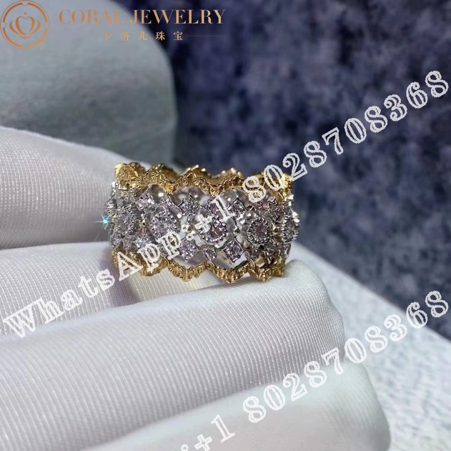 Buccellati Rombi Eternelle Eternelle in White and Yellow Gold Set with Diamonds JAUETE007332