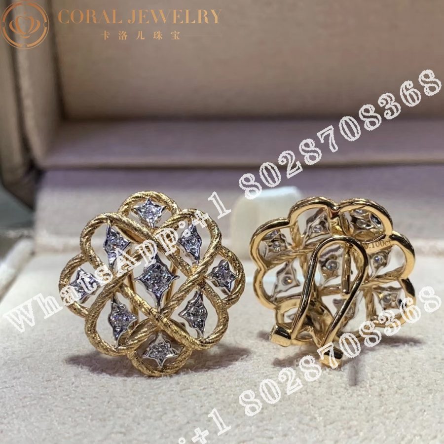 Buccellati Étoilee Earrings in Yellow and White Gold Set with Diamonds JAUEAR004268