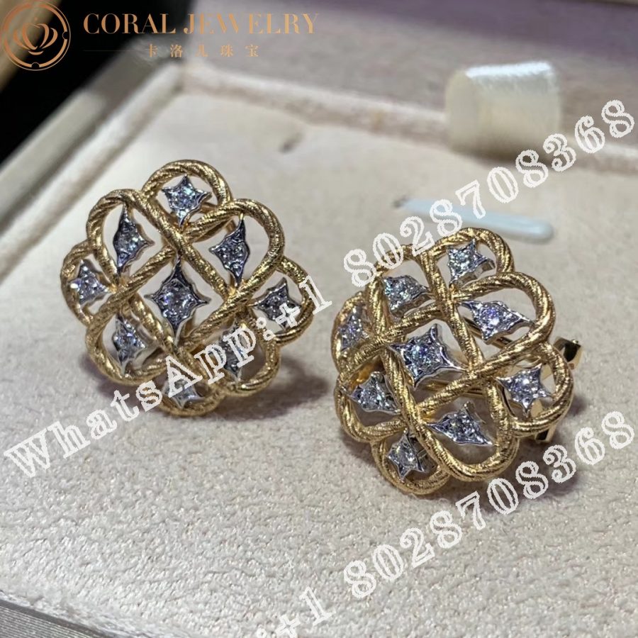 Buccellati Étoilee Earrings in Yellow and White Gold Set with Diamonds JAUEAR004268