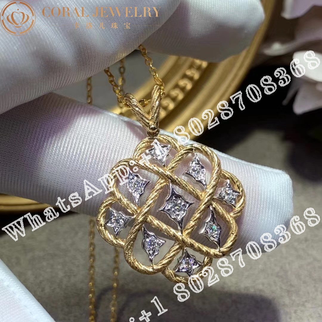 Buccellati Étoilee Pendant in Yellow and White Gold Set with Diamonds JAUPEN004588