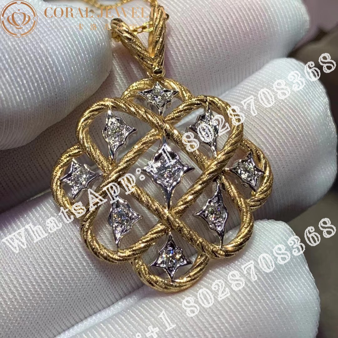 Buccellati Étoilee Pendant in Yellow and White Gold Set with Diamonds JAUPEN004588