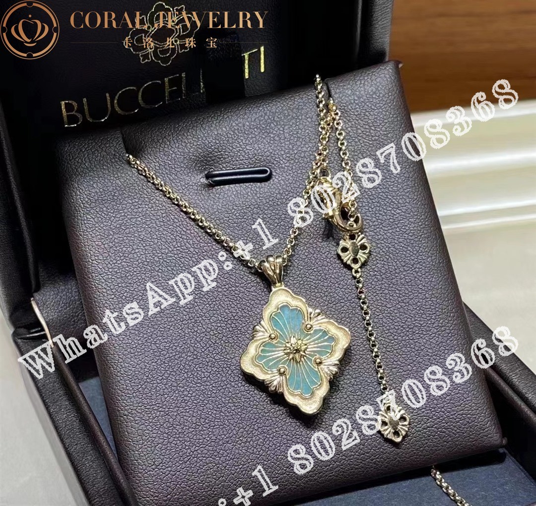 Buccellati Opera Tulle Pendant in yellow gold set with Enamel Big motif