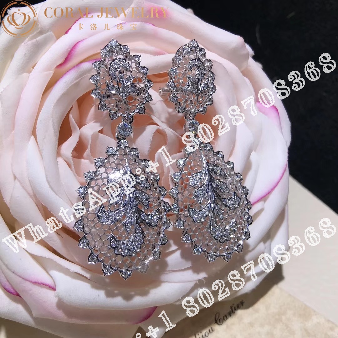 Buccellati Tulle Ornato Earrings in White Gold Set with Diamonds JAUEAR007418