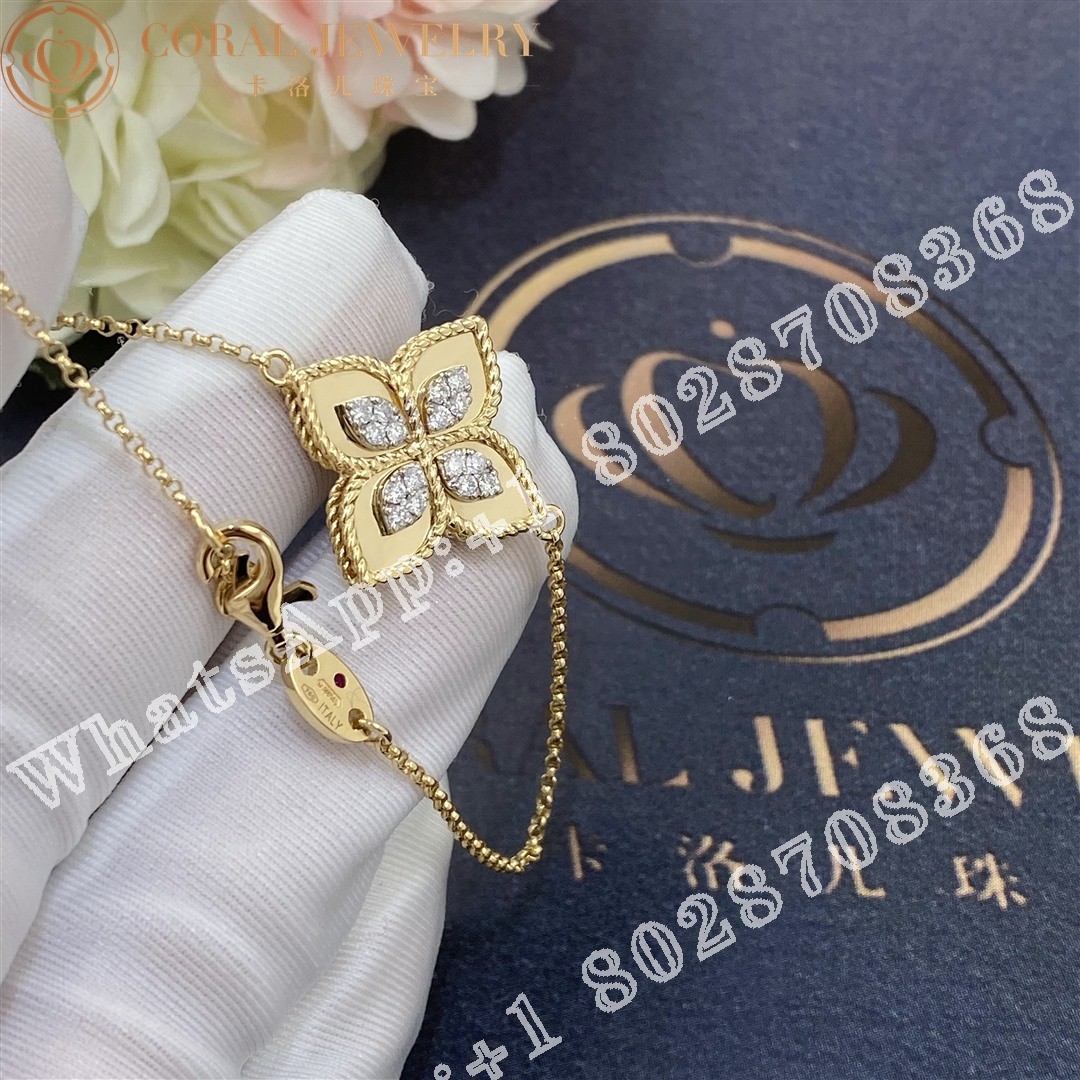 Roberto Coin Princess Flower Bracelet with Yellow Gold and Diamonds